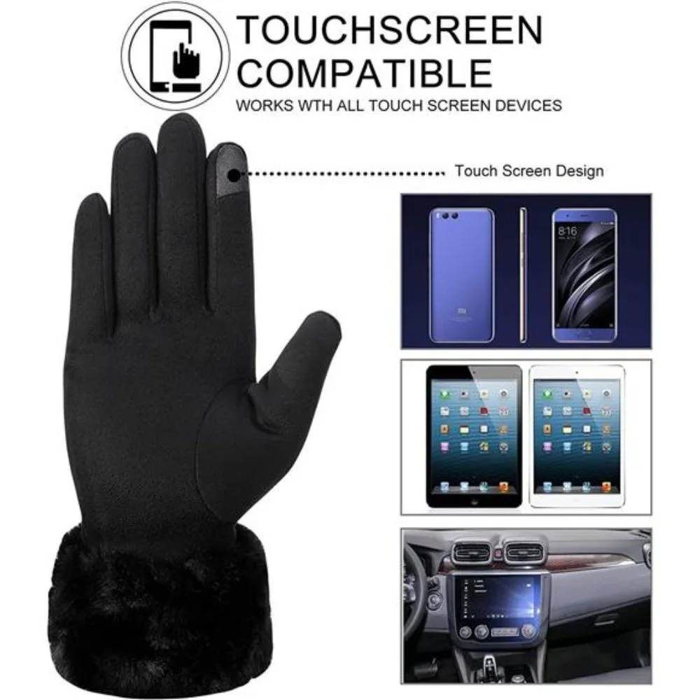 Winter Warm Touchscreen Glove Windproof Elastic Texting Black Gloves Women